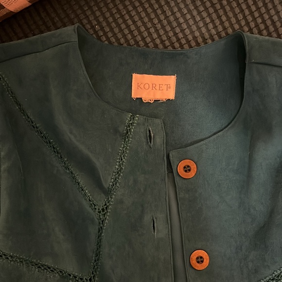 Vintage Koret Blazer Womens Blue Patchwork Crochet Retro 80s 90s Jacket L - Picture 8 of 8